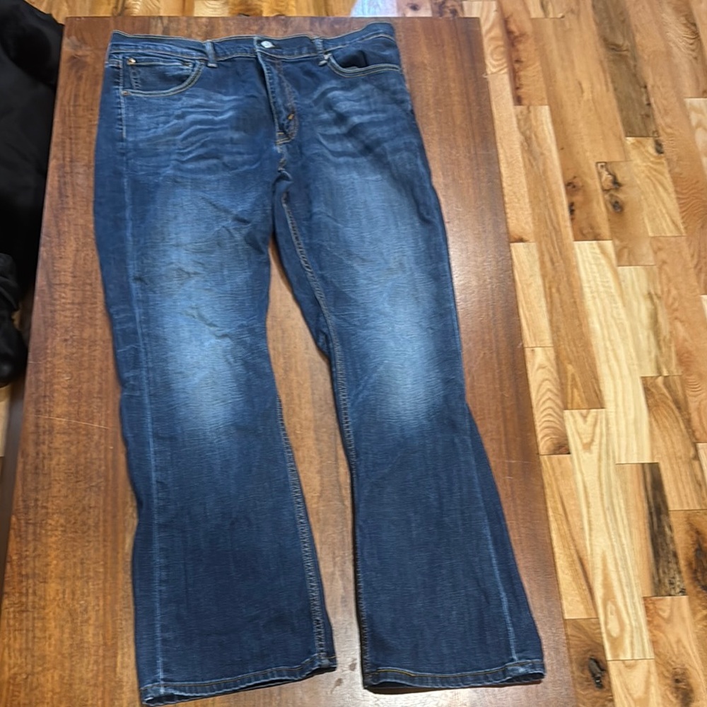 Blue Bootcut Jeans with Natural Fading